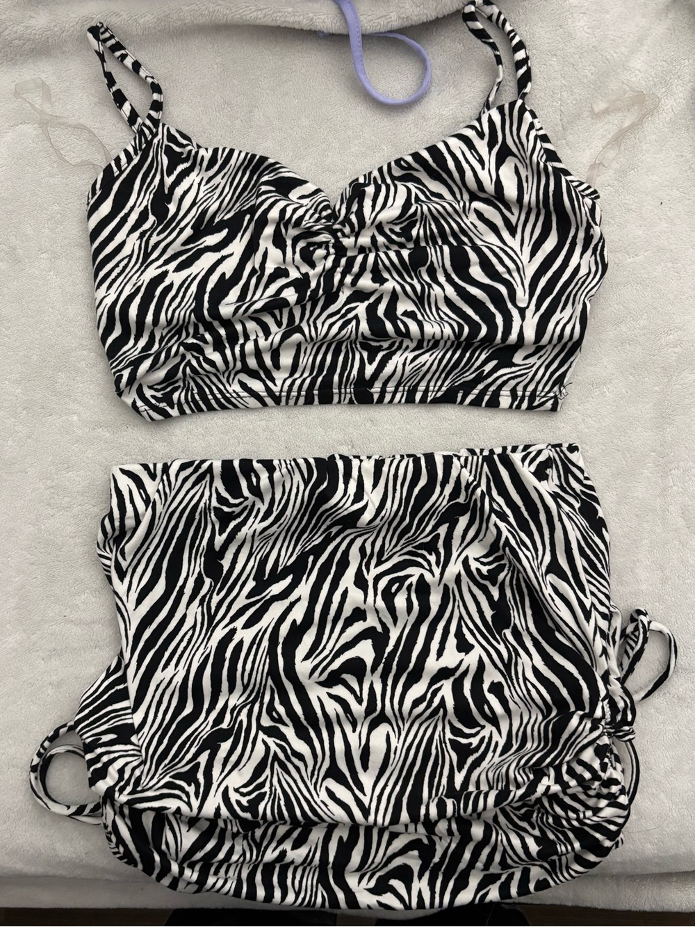 Windsor Zebra-Print Bralette Top and High-Waist Bottoms - Black & White